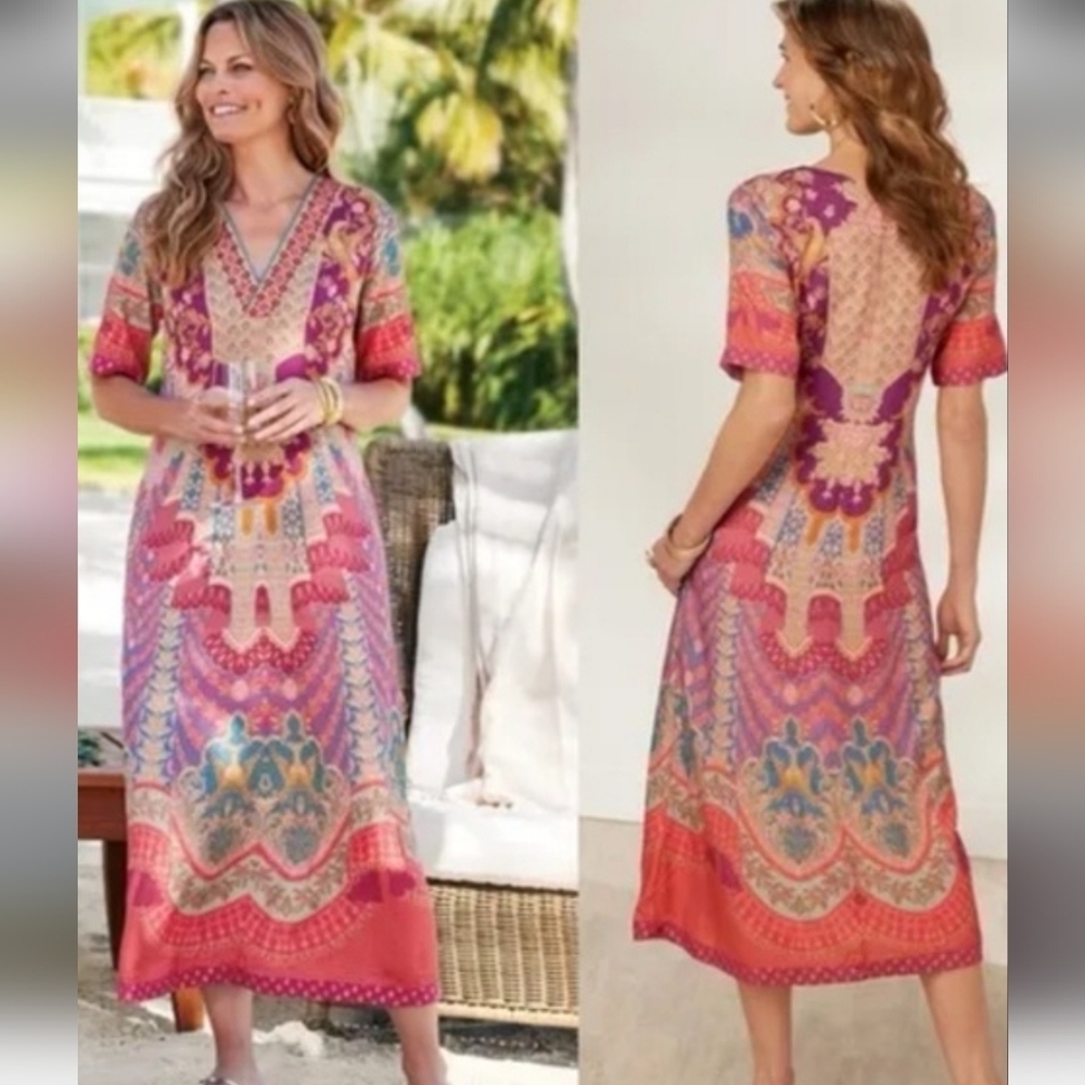 Soft Surroundings Parasol Midi Colorful embroidered Size XS
